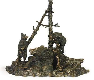 A Bear with Her Cubs: Inkstand from the Hunting Desk Set