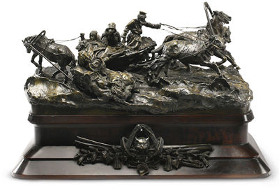A TROÏKA PASSING A PEASANT SLEIGH