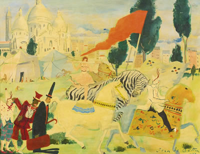 PARIS: PETITE PARADE DE CIRQUE FORAIN SUR LA BUTTE MONTMARTRE
