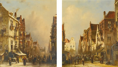 VIEWS OF THE JEWISH QUARTER, AMSTERDAM: A PAIR OF PAINTINGS (2)
