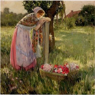 Resting by a Basket of Flowers