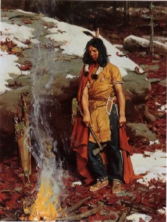 Indian by a Campfire