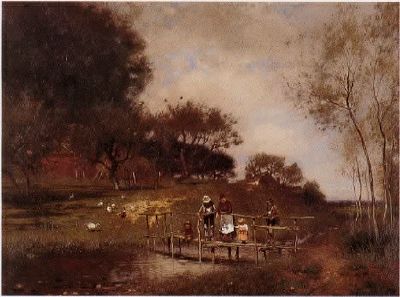 Sample artwork by Alfred Cornelius Howland (1838 - 1909), known for rural landscape, bucolic genre and figure painting-tonalism, lithography - View similar artists and auction records