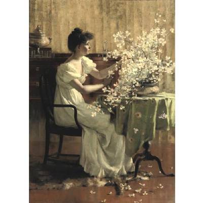 Woman Arranging Flowers by Francis Coates Jones - Auction record, sale price, and art valuation. Compare with similar artists and explore comparable artworks.