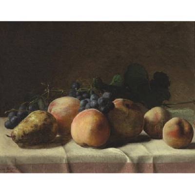 Grapes, Peaches and Pear on a Table
