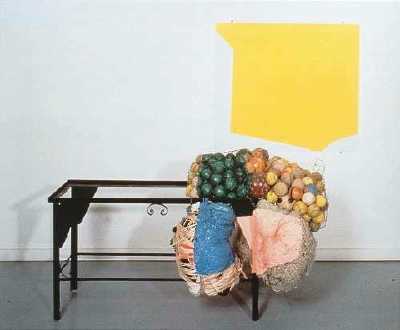 Sample artwork by Jessica Stockholder (Born 1959), known for sculptor-assemblage, abstract - View similar artists and auction records