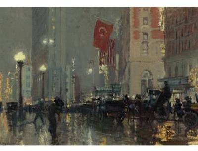 Sample artwork by Charles Constantine Hoffbauer (1875 - 1957), known for streets, urban genre, military paintings, camouflage artist - View similar artists and auction records