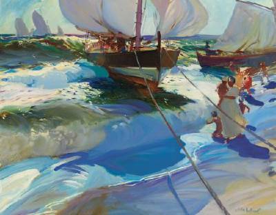 Boats in the Surf by John Whorf - Auction record, sale price, and art valuation. Compare with similar artists and explore comparable artworks.