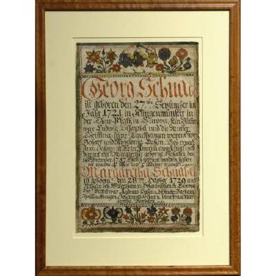 Fraktur Marriage Letter for George Schnabel