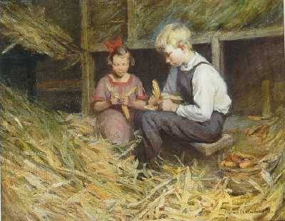 Children Shucking Corn by Agnes Richmond - Auction record, sale price, and art valuation. Compare with similar artists and explore comparable artworks.
