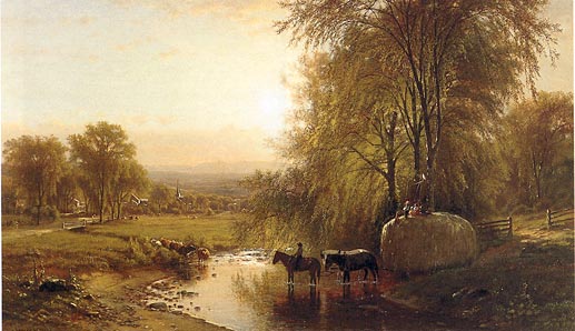 Returning From Harvest by James McDougal Hart - Auction record, sale price, and art valuation. Compare with similar artists and explore comparable artworks.