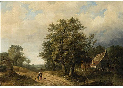 FIGURES ON A PATH IN A LANDSCAPE