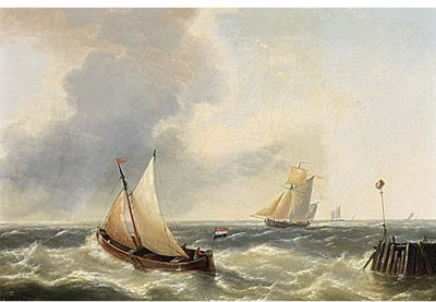 SAILINGVESSELS IN A STIFF BREEZE, A PAIR