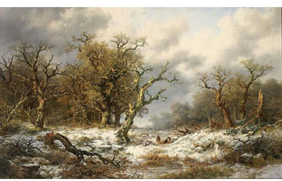 TRAVELLERS IN AN EXTENSIVE SNOW COVERED LANDSCAPE by Remigius Adrianus Haanen - Auction record, sale price, and art valuation. Compare with similar artists and explore comparable artworks.