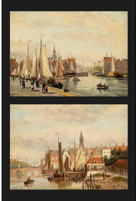 TWO VIEWS OF SHIPS IN THE HARBOUR OF A DUTCH TOWN (A PAIR) by Johannes Frederick II Hulk - Auction record, sale price, and art valuation. Compare with similar artists and explore comparable artworks.