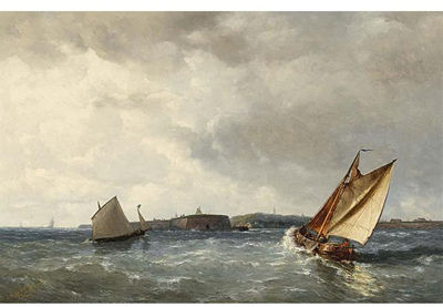 Sample artwork by Jan Frederik Schutz Sr (1817 - 1888), known for seascape painting, ships - View similar artists and auction records
