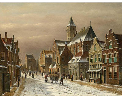 A SNOW COVERED DUTCH TOWN