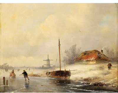 SKATERS ON A FROZEN WATERWAY
