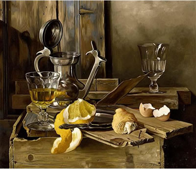 A STILL LIFE WITH A PEELED LEMON, GLASSES AND EGGSHELLS by Jan Nagtegaal - Auction record, sale price, and art valuation. Compare with similar artists and explore comparable artworks.