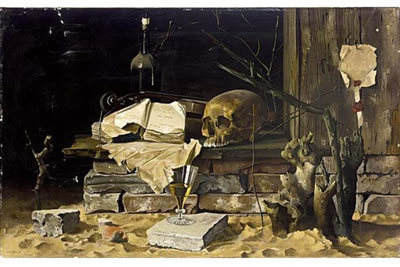 A STILL LIFE WITH A VIOLIN, SKULL, GLASS, MANUSCRIPT, AND BOOK ALL ON A TABLE by Jan Nagtegaal - Auction record, sale price, and art valuation. Compare with similar artists and explore comparable artworks.