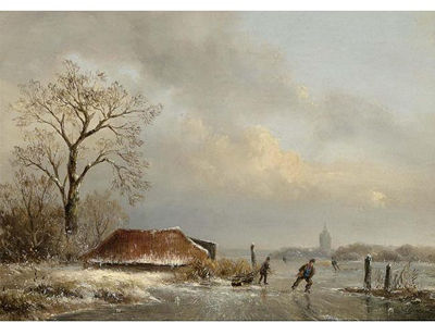 SKATERS ON A FROZEN WATERWAY