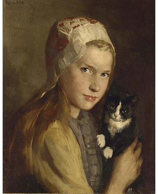 A GIRL WITH HER CAT by Hendrik Maarten Krabbe - Auction record, sale price, and art valuation. Compare with similar artists and explore comparable artworks.