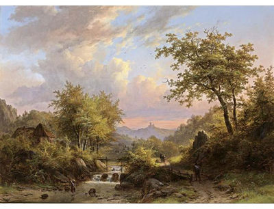 FIGURES IN A MOUNTAINOUS LANDSCAPE