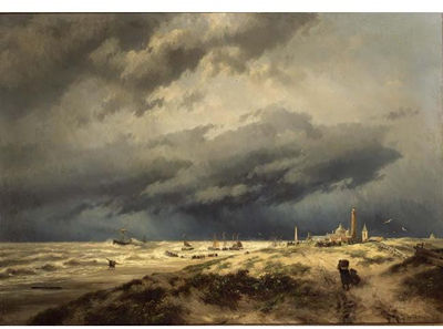 A RESCUE NEAR THE COAST OF SCHEVENINGEN by Johannes Hermanus Barend Koekkoek - Auction record, sale price, and art valuation. Compare with similar artists and explore comparable artworks.