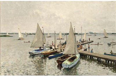 SAILING BOATS AT THE LOOSDRECHTSE PLASSEN by Cornelis Vreedenburgh - Auction record, sale price, and art valuation. Compare with similar artists and explore comparable artworks.