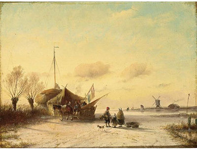 FIGURES NEAR A ´KOEK EN ZOPIE´ ON A FROZEN WATERWAY by Jan Evert Morel II - Auction record, sale price, and art valuation. Compare with similar artists and explore comparable artworks.