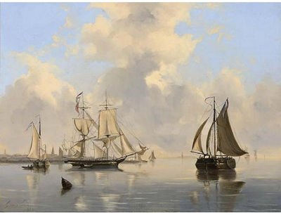 SAILING VESSELS NEAR A TOWN