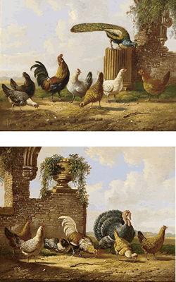 POULTRY IN A LANDSCAPE (A PAIR)