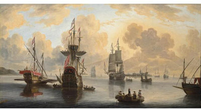 A GALLEY, A MAN-OF-WAR AND MERCHANTMEN, TOGETHER WITH OTHER SAILING VESSELS AND ROWING BOATS, A VIEW OF A TOWN (ANTWERP?) BEYOND by Pieter van den Velde - Auction record, sale price, and art valuation. Compare with similar artists and explore comparable artworks.