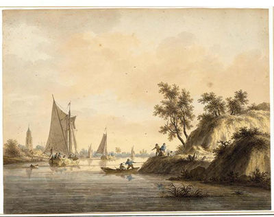 A) A DUNE LANDSCAPE NEAR HAARLEM WITH A CART ON A PATH NEAR A FARM:B) THE RIVER MAAS WITH FISHINGBOATS RETURNING, A CHURCH IN THE BACKGROUND by Nicolaas Wicart - Auction record, sale price, and art valuation. Compare with similar artists and explore comparable artworks.