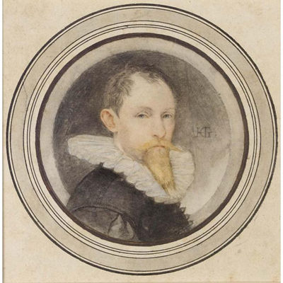 Portrait of Hendrik Goltzius: SELF-PORTRAIT, WITHIN A DRAWN CIRCLE