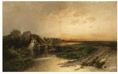 A FISHERMAN IN A BOAT IN AN EVENING LANDSCAPE by Nicolai Lvovich Astudin - Auction record, sale price, and art valuation. Compare with similar artists and explore comparable artworks.