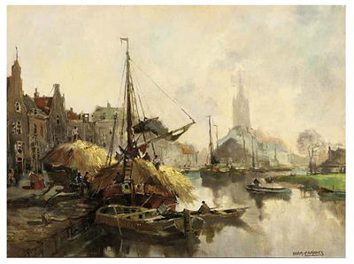 HAYBARGES IN A CITY CANAL