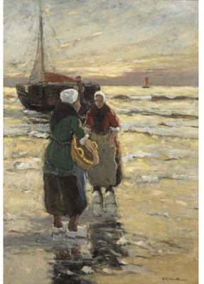 FISHER WOMEN ON THE BEACH by Gerhard Arij Ludwig Morgenstjerne Munthe - Auction record, sale price, and art valuation. Compare with similar artists and explore comparable artworks.
