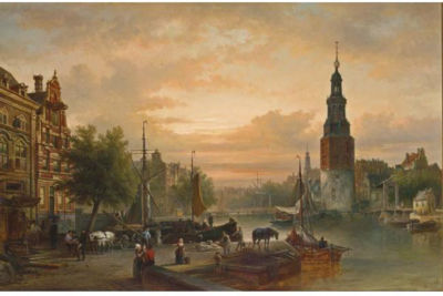 A VIEW OF THE OUDE SCHANS WITH THE MONTELBAANSTOREN, AMSTERDAM