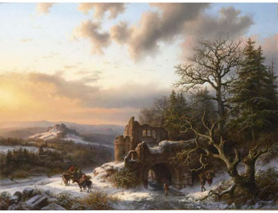 WOOD-GATHERERS IN A WINTER LANDSCAPE by Barend Cornelis Koekkoek - Auction record, sale price, and art valuation. Compare with similar artists and explore comparable artworks.