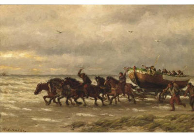 'DE SCHEVENINGSCHE REDDINGBOOT' (A RESCUE AT SCHEVENINGEN)