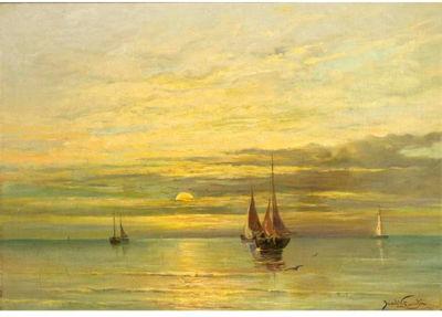 FISHING BOATS ON A CALM SEA