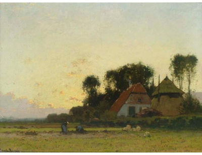 A PEASANT WOMAN WORKING ON THE FIELDS