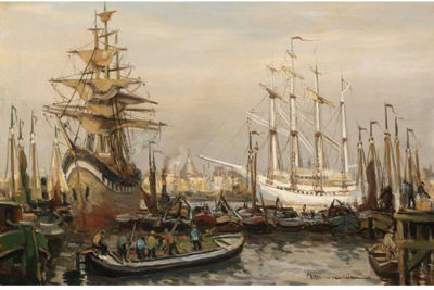 MOORED SAILINGVESSELS IN THE HARBOUR OF ENKHUIZEN by Martin van Waning - Auction record, sale price, and art valuation. Compare with similar artists and explore comparable artworks.