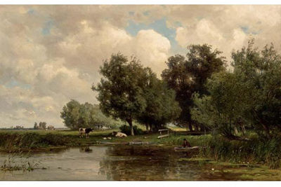 AN ANGLER IN A RIVER LANDSCAPE