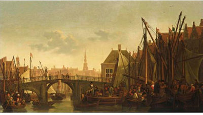 Sample artwork by Abraham Pietersz van Calraet (1642 - 1722), known for painting of fish, floral and fruit still life, figures in landscape, farm animals - View similar artists and auction records