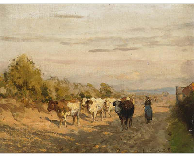 A Cowherdess with Her Cattle on a Country Road, Rolde