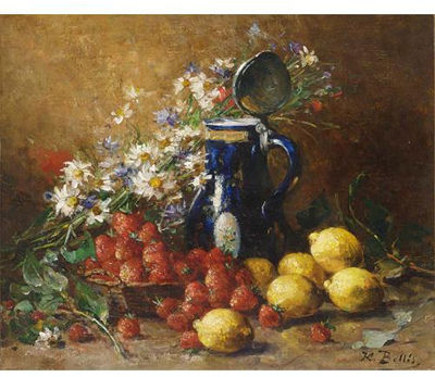 A Still Life with Lemons, Strawberries and Flowers