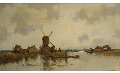 A Windmill in a Polder Landscape