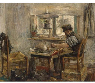 A Cobbler at Work by Adriaan de la Riviere - Auction record, sale price, and art valuation. Compare with similar artists and explore comparable artworks.
